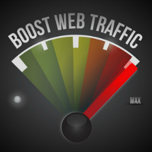 boost web traffic speedometer. illustration design over a black background